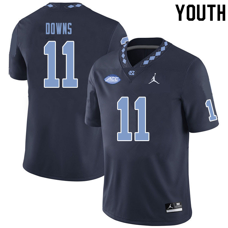 Youth #11 Josh Downs North Carolina Tar Heels College Football Jerseys Sale-Black